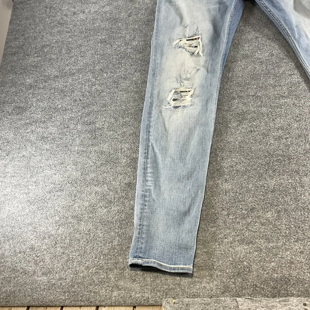 7 For All Mankind Jeans Mens 40x36 Stacked Skinny Distressed Light Wash Denim